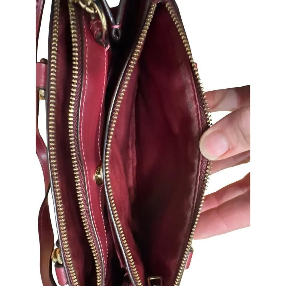 Coach Mini Brooke Carryall satchel signature canvas cherry red/burgundy detail